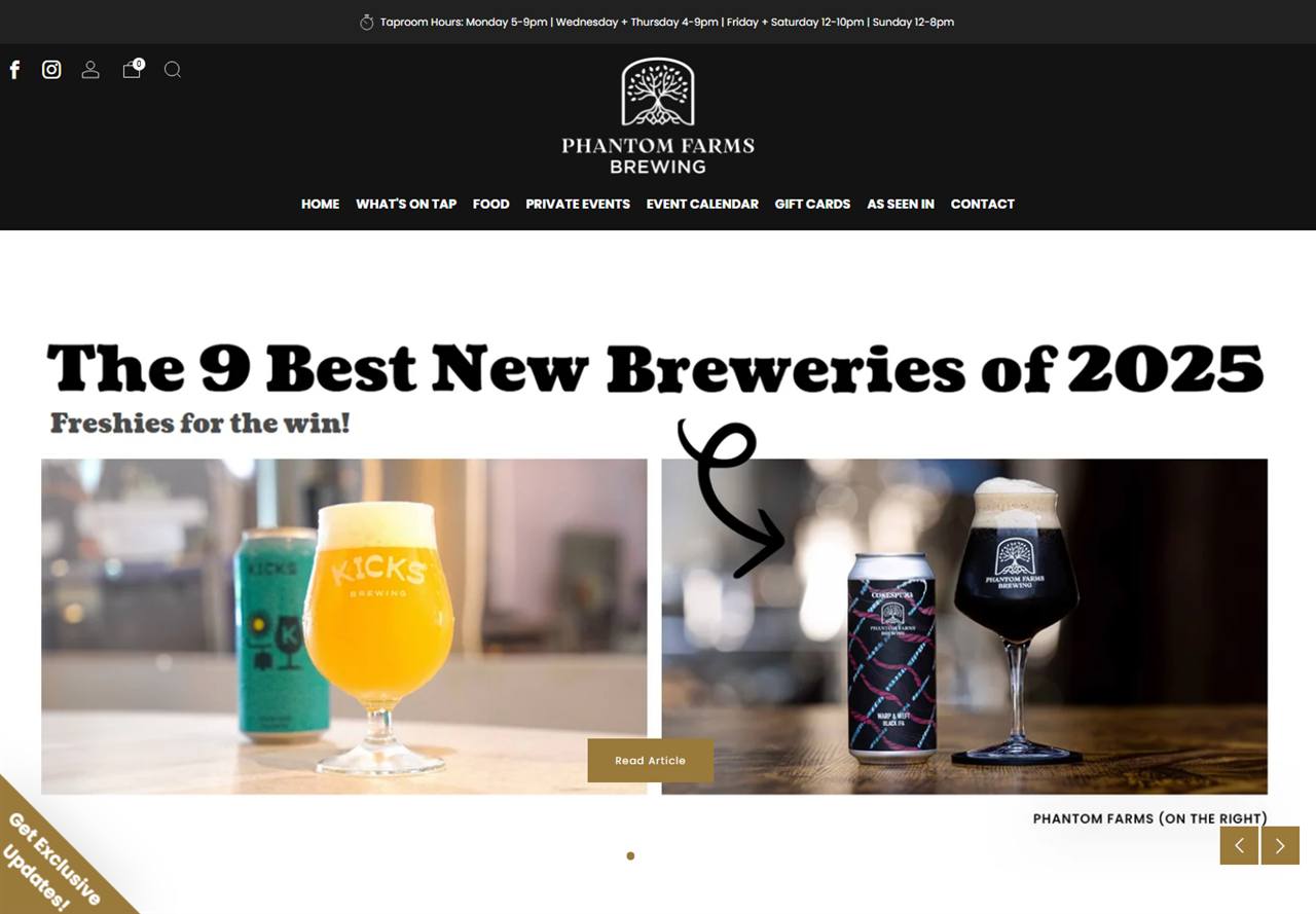 Phantom Farms Brewing storefront
